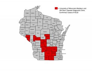Figure 1. Wisconsin Counties Where NCLB has been confirmed as of June 19, 2016.