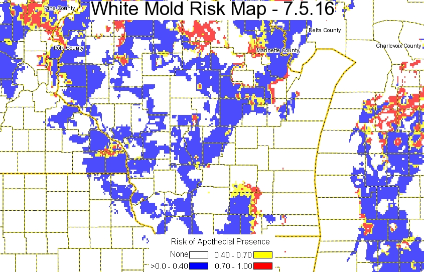 Wisconsin White Mold Risk in Soybean - July 5, 2016