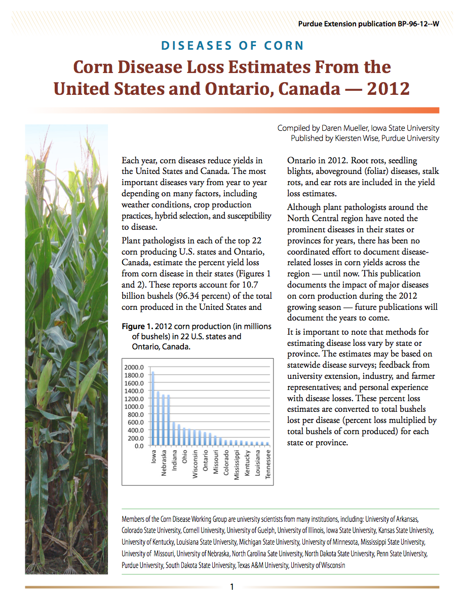 New Publication On Corn Disease Loss Estimates In The Us And Canada Badger Crop Doc 8136